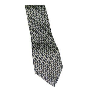 Bert Pulitzer 100% All Silk  Beige Blue Geometric Pattern Neck Tie Men's 3.5"